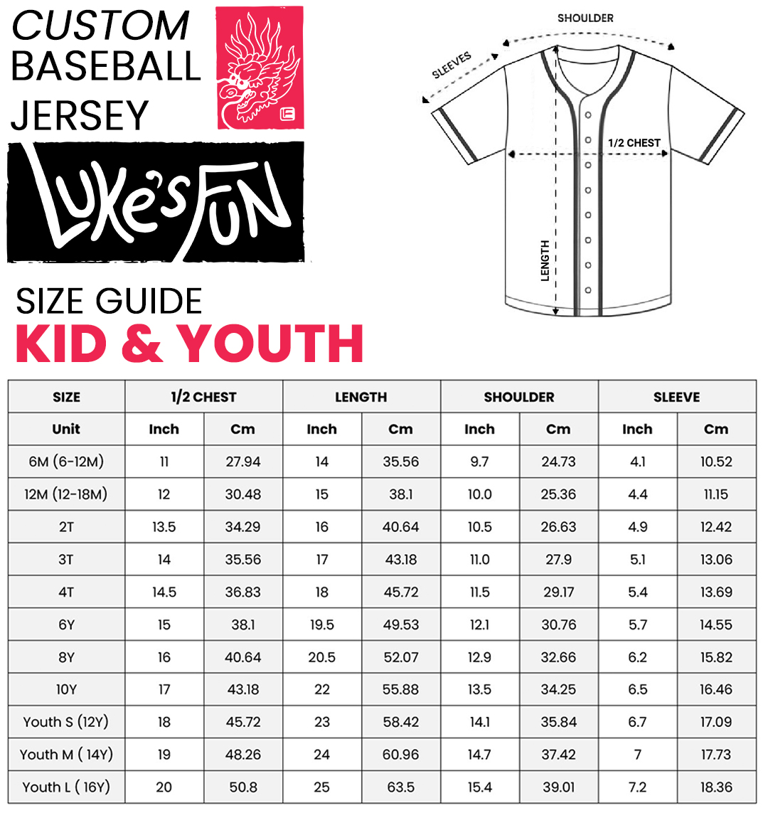 Size guide chart 2