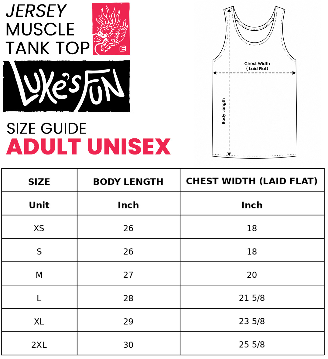 Size guide chart 2