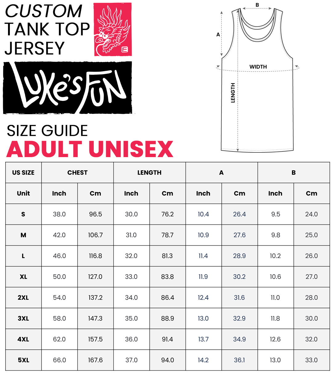 Size guide chart 1