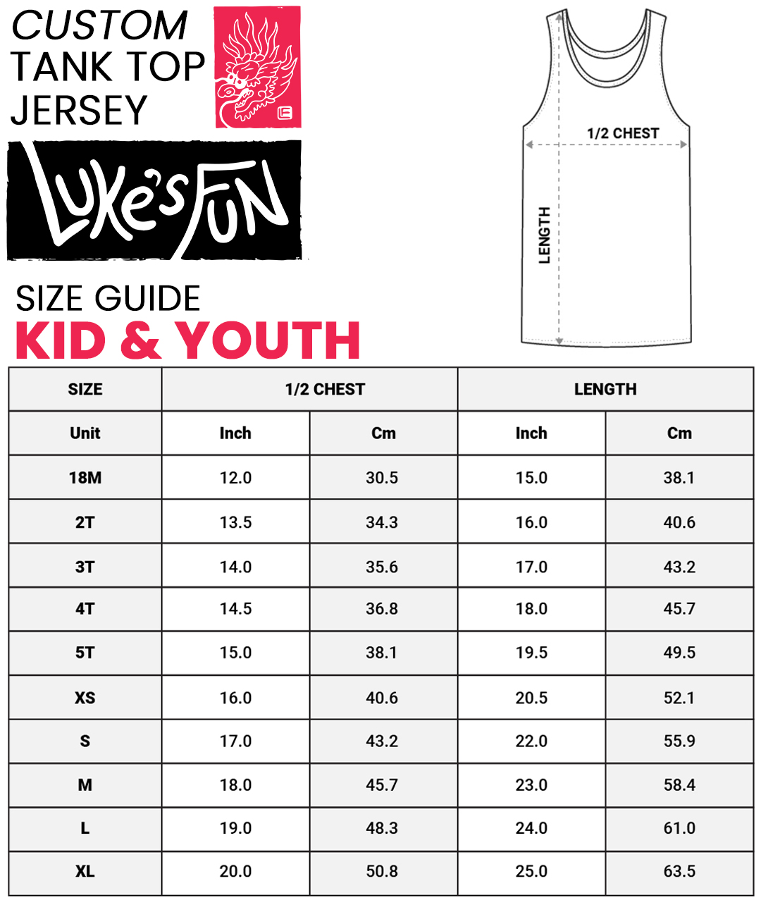 Size guide chart 2