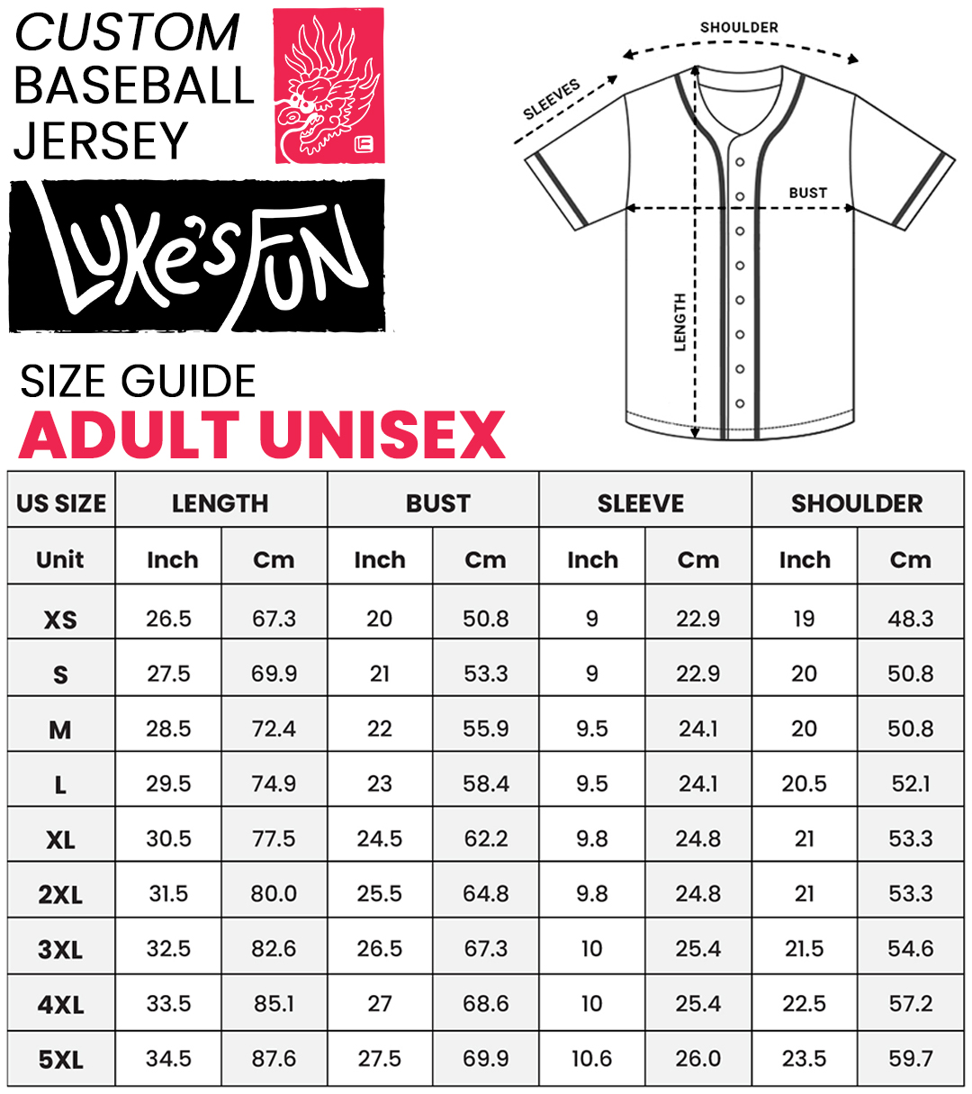 Size guide chart 1