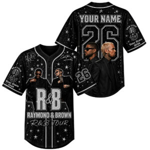 Personalized Chris Brown R&B Tour Black Silver Baseball Jersey