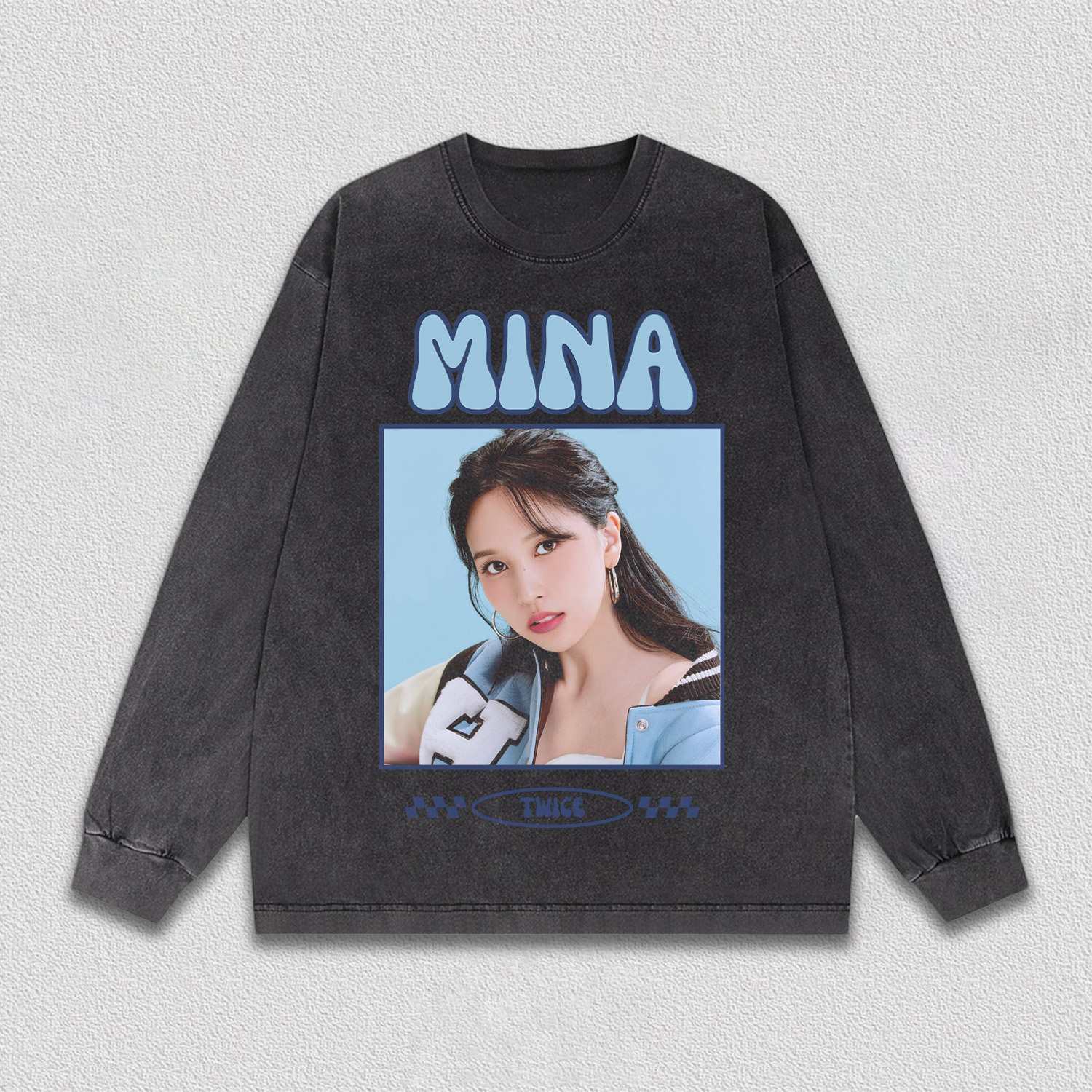 TWICE MINA Retro Blue Portrait Shirt - Image 3