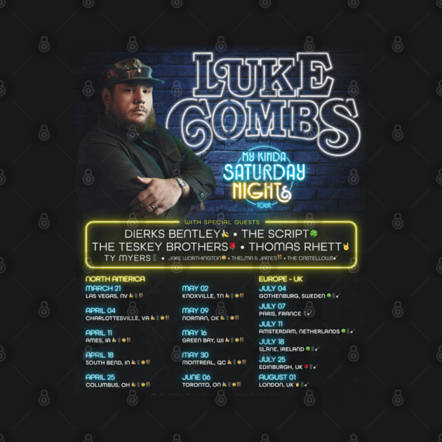 Luke Combs My Kinda Saturday Night Tour 2026 1.4 Shirt - Image 3