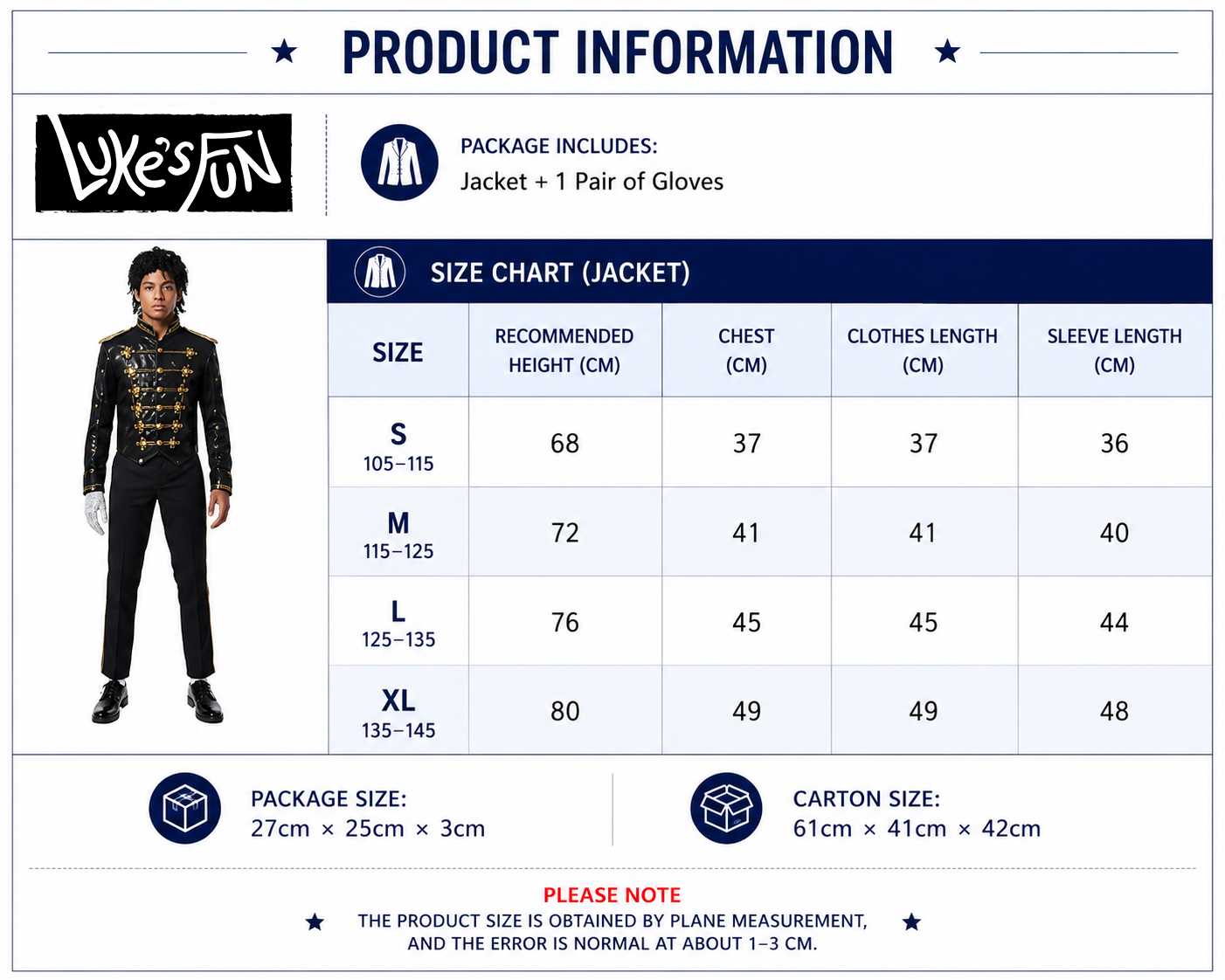 Size guide chart 1