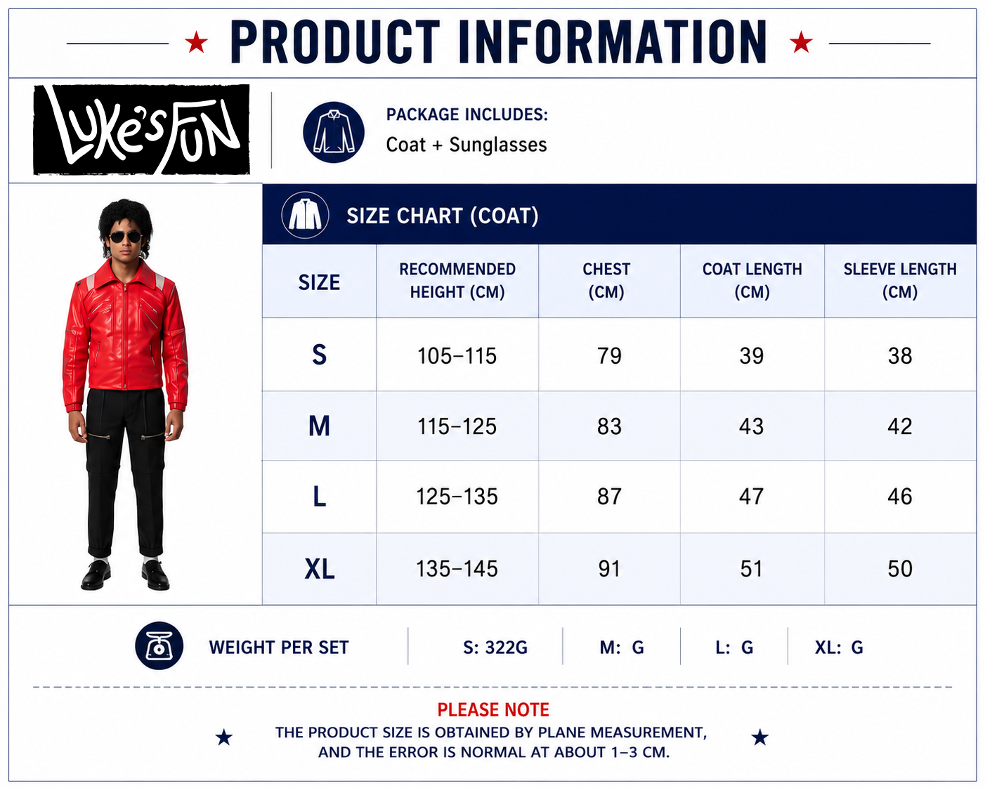 Size guide chart 1