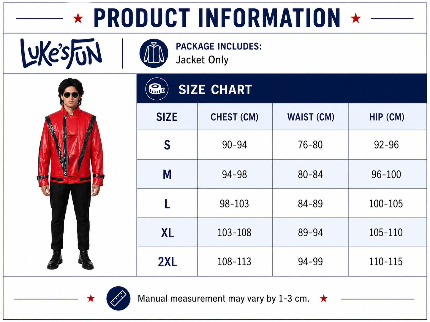 Size guide chart 1