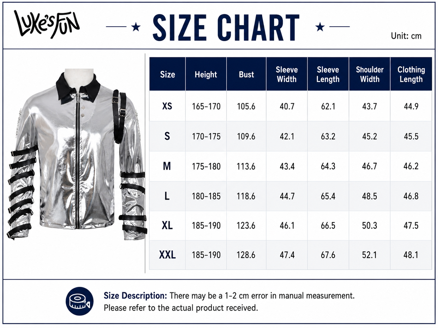 Size guide chart 1