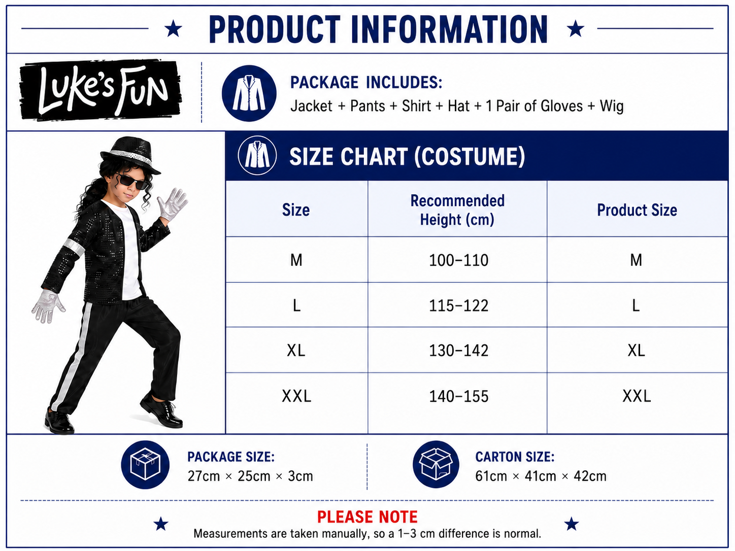 Size guide chart 1