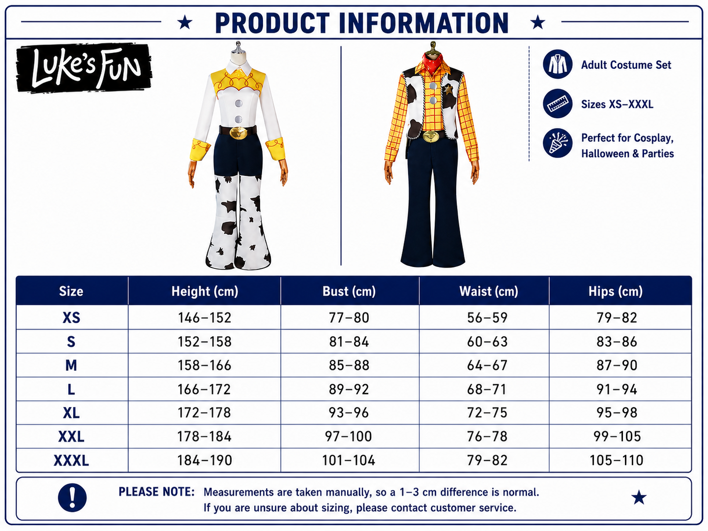 Size guide chart 1