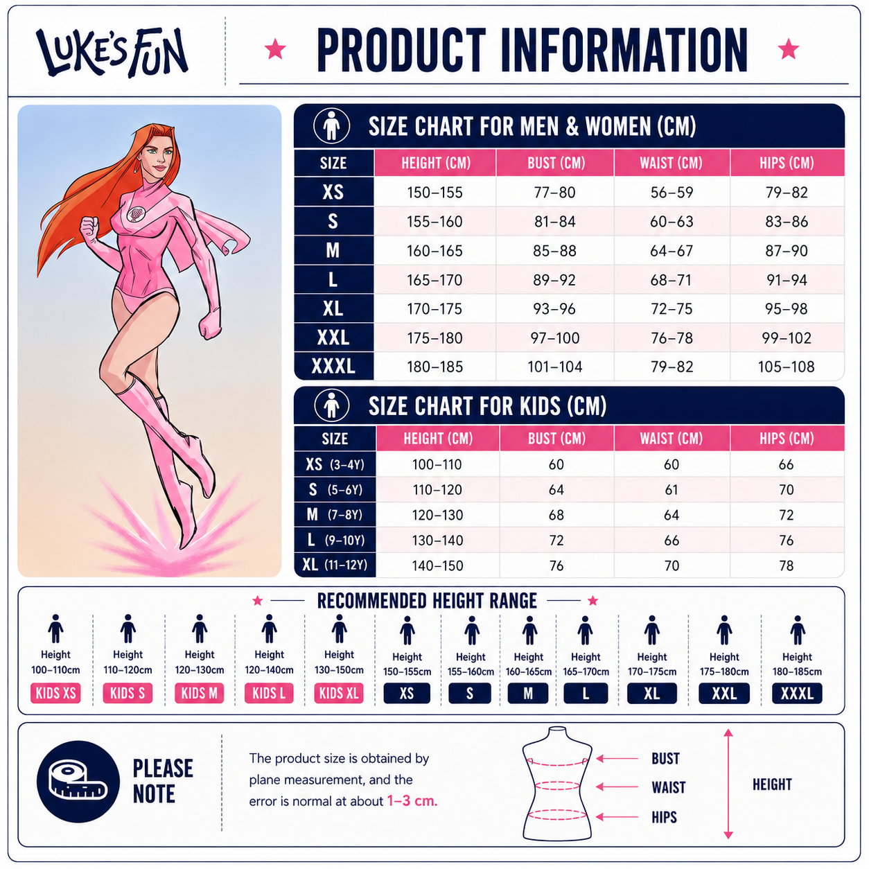 Size guide chart 1