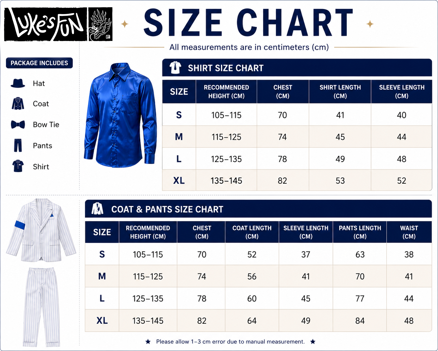 Size guide chart 1